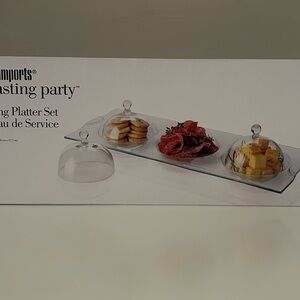 Pier 1 Glass Platter Set with Clear Domes